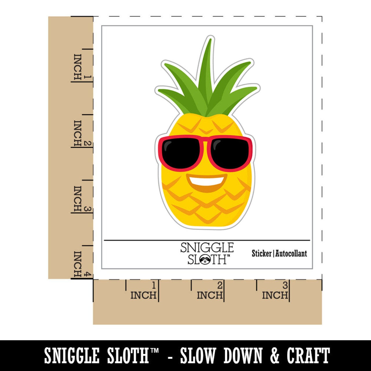 Pineapple with Sunglasses Waterproof Vinyl Phone Tablet Laptop Water Bottle Sticker Set - 5 Pack